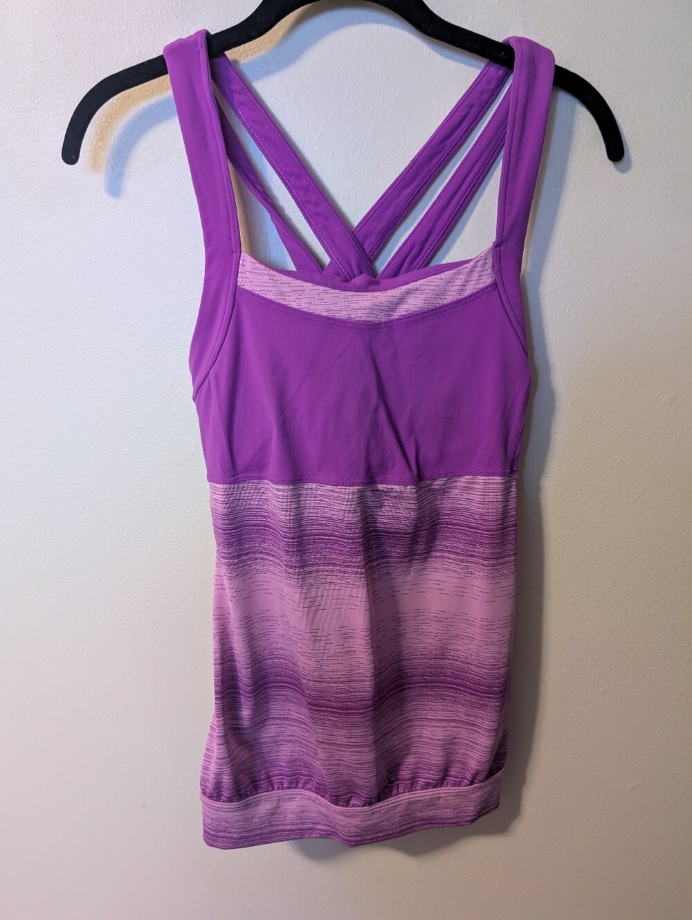 Athleta Purple Strappy Back Athletic Thank Top With Built in Bra Small